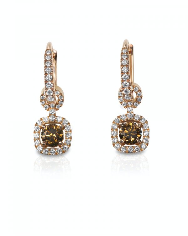 Chocolate Brown Diamond drop style dangle Earrings