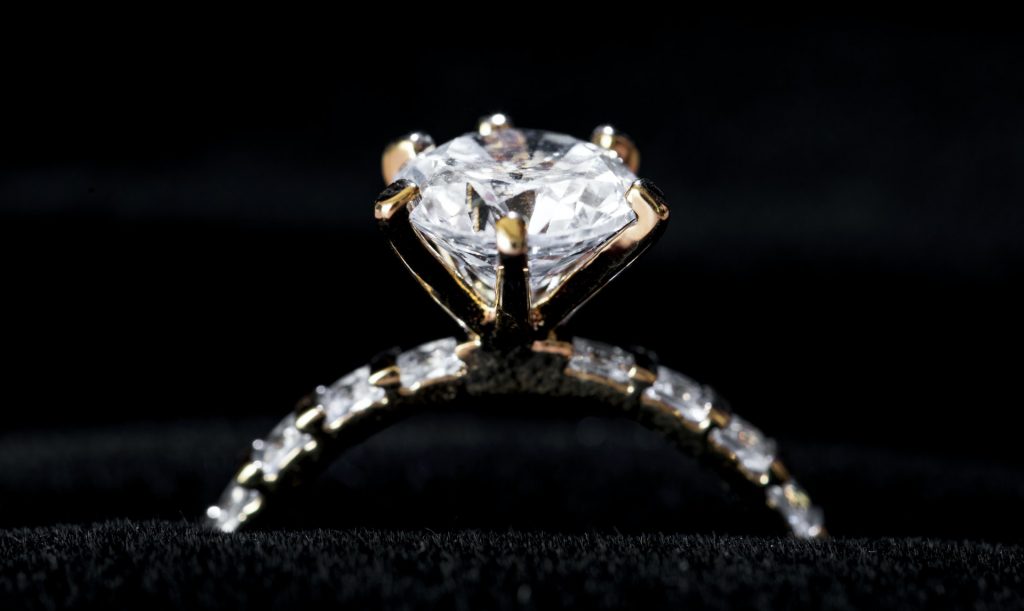 Closeup of diamond ring