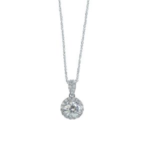 Diamond halo Pendant necklace on a chain